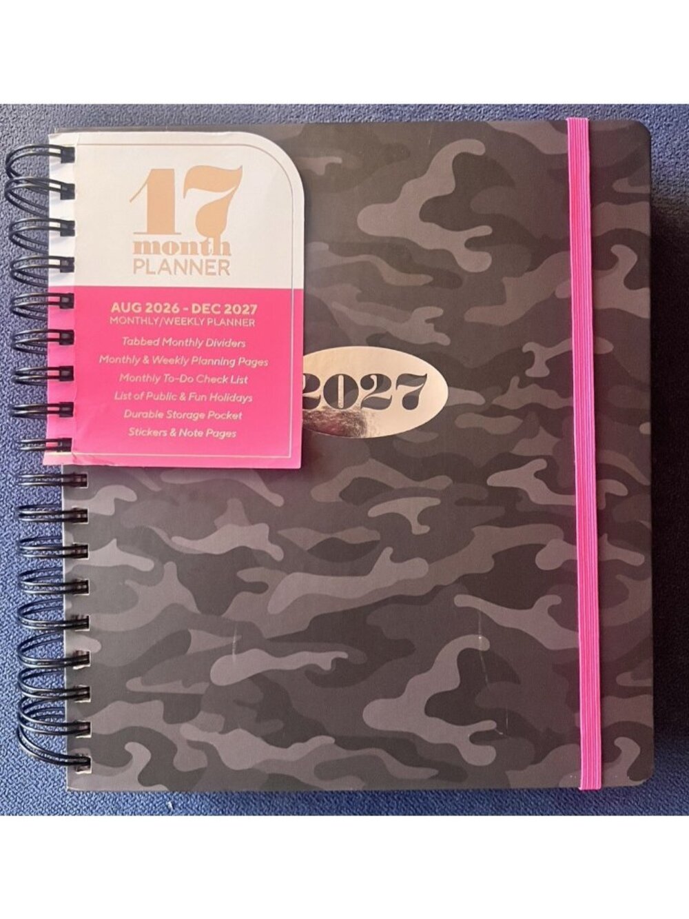 BLACK CAMO 17 Month 2026-2027 Planner Month Day Week Organizer Planning Note